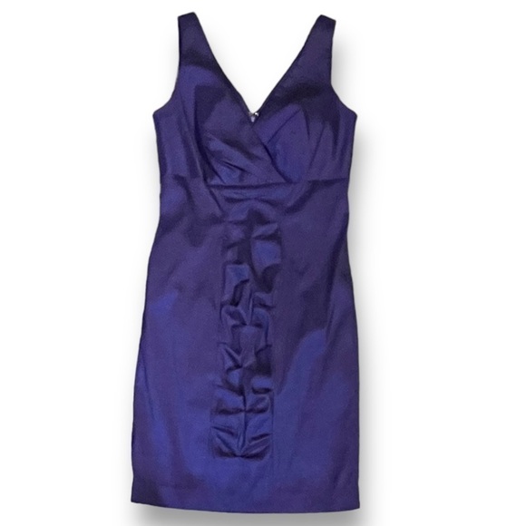 VTG Y2K Calvin Klein Womens Purple V-Neck Body Contour 3D Detailing Dress Size 8 - Picture 3 of 10